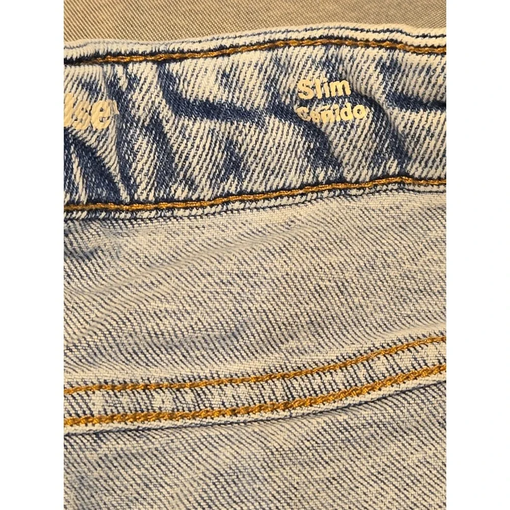 Original Use Mens Slim Fit Denim Shorts Faded Blue Distressed Cut Off Size 38 Jo